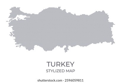 Stylized map of the Turkey made from honeycomb. A simple map of the country in a minimalistic form for presentations, posters, and other designs.