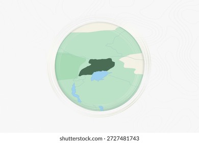 Mapa estilizado de Uganda com áreas vizinhas. Mapeie em um estilo moderno e minimalista com cores de gradiente suaves.