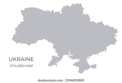 Stylized map of the Ukraine made from honeycomb. A simple map of the country in a minimalistic form for presentations, posters, and other designs.