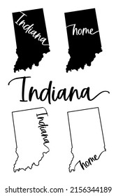 Stylized map of the U.S. Indiana State vector illustration. Silhouette and outline witth name inscription