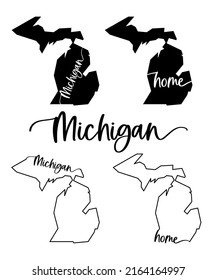 Stylized map of the U.S. Michigan State vector illustration. Silhouette and outline witth name inscription
