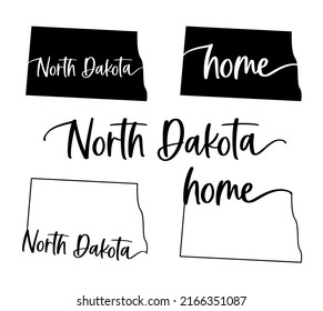 Stylized map of the U.S. North Dakota State vector illustration