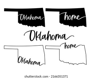 Stylized map of the U.S. Oklahoma State vector illustration