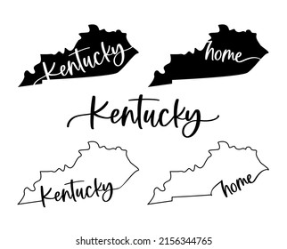 Stylized map of the U.S. sstate of Kentucky vector illustration. Silhouette and outline witth name inscription