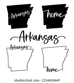 Stylized map of the U.S. state of Arkansas vector illustration. Silhouette and outline witth name inscription