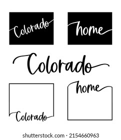 Stylized map of the U.S. state of Colorado vector illustration. Silhouette and outline witth name inscription