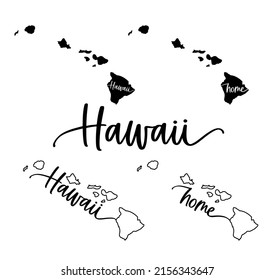 Stylized map of the U.S. state of Hawaii vector illustration