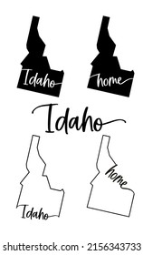 Stylized map of the U.S. state of Idaho vector illustration. Silhouette and outline witth name inscription