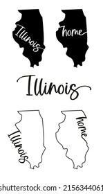Stylized map of the U.S. state of Illinois vector illustration. Silhouette and outline witth name inscription