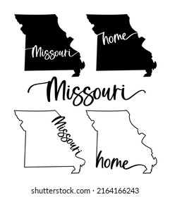 Stylized map of the U.S. State of Missouri vector illustration. Silhouette and outline witth name inscription