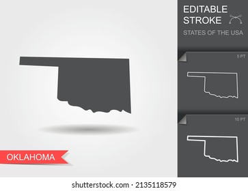 Stylized map of the U.S. state of Oklahoma vector illustration. Silhouette and outline witth editable stroke