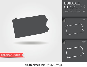 Mapa estilizado de la ilustración vectorial del estado de Pennsylvania en Estados Unidos