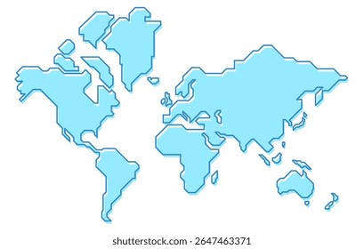 Mapa estilizado do mundo no estilo simples das crianças. Mapa moderno do continente para infográficos, apresentações.