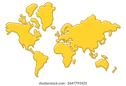 Mapa estilizado do mundo no estilo simples das crianças. Mapa moderno do continente para infográficos, apresentações.