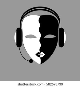 The stylized mask and headset. Vector.