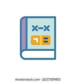 Stylized mathematics textbook with algebra symbols on the cover