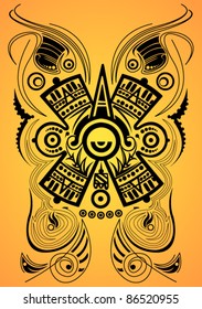 Stylized Mayan symbol - tattoo, vector illustration