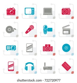 Stylized Media and technology icons - vector icon set