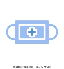 Stylized medical face mask emblem, health care support and awareness design