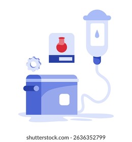 Stylized Medical Infusion Setup with Flask, Cooler, and Gear Ill