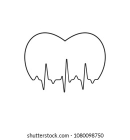Stylized medical logo illustration with pulse and heart. Heartbeat sign