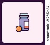 Stylized medicine bottle vector icon for health and wellness illustrations