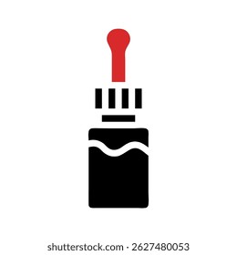 Stylized medicine dropper illustration with liquid, clean design element