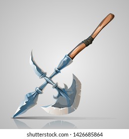 Stylized medieval halberd. Vector drawing.