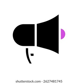 Stylized megaphone icon with a pop of color, symbolising voice amplification and promotion