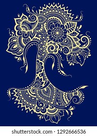 Stylized for mehndi flower colored pattern. Decoration in ethnic oriental, Indian style.
