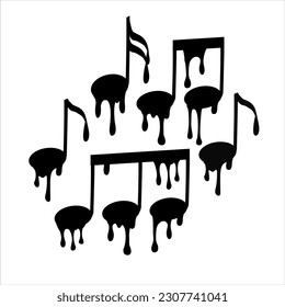  Stylized  melting music notes flat vector icon