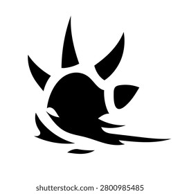 Stylized meteor emblem icon featuring a falling celestial object with impact motion, suitable for fantasy games, sci fi interfaces, esports branding and skill symbols.
