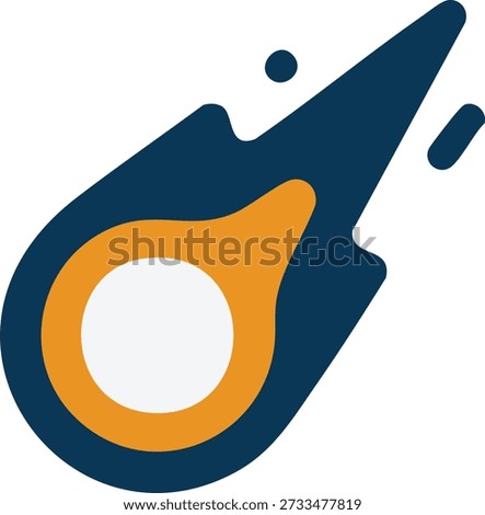 Stylized meteor with an orange core and dark trail streaking across the scene