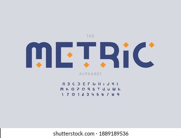 Stylized metric alphabet font vector