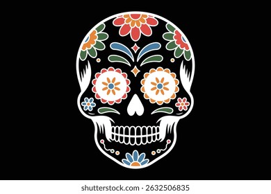 Stylized Mexican skulls in vector art style