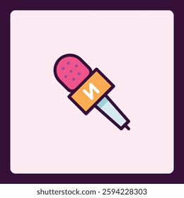 Stylized microphone vector icon for news and broadcasting design projects