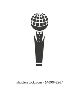 Stylized microphone. Vector illustration in a simple style. The classic form. Logo for karaoke, microphone store. Web site design.