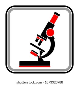 Stylized microscope icon. Scientific equipment logo. Vector illustration.