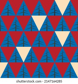 Stylized mid-century modern geometric pattern, seamless and repeatable; in patriotic red, white and blue color palette. 
