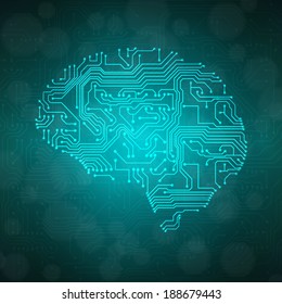 Stylized mind. Circuit board texture. EPS10 vector