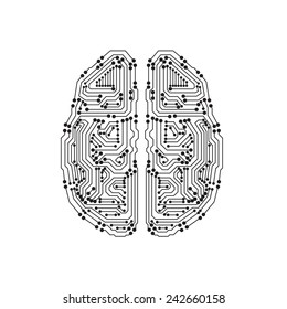 Stylized mind. Circuit board texture. EPS10 vector