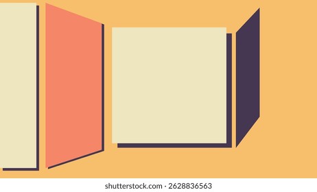 Stylized minimal design featuring a cream circle and orange semicircle connected by a line on a bold orange background. Modern and clean geometric artwork.