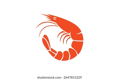 Logotipo de camarão mínimo estilizado no fundo branco para marca de frutos do mar elegante