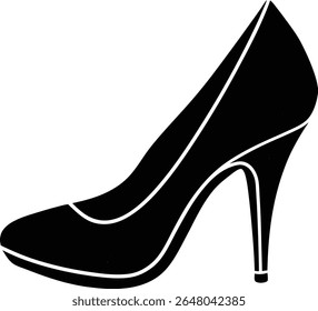Stylized Minimalist Black Silhouette High Heel Pump Shoe Icon Vector Illustration - Fashion, Elegance, Modern Footwear Design Element