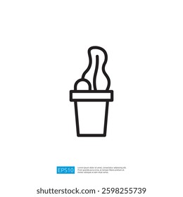 Stylized Minimalist Cactus Icon in a Decorative Pot with Clean Lines and Simple Design