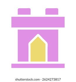 Stylized Minimalist Castle Icon in Pastel Tones for Fantasy Projects