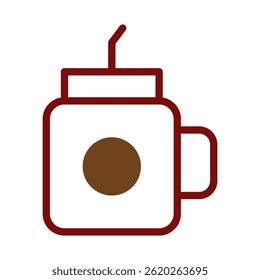 Stylized minimalist drinkware icon with geometric shapes and a straw accent