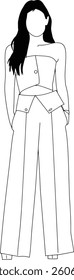 Stylized Minimalist Fashion Illustration of a Woman in Modern Clothing. suitable for fashion concept presentations or artistic publications.