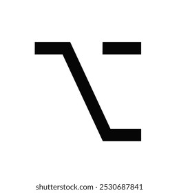 Logotipo geométrico minimalista estilizado con líneas negras llamativas sobre un fondo blanco.