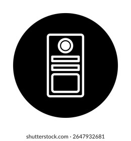 Icono minimalista estilizado de un dispositivo de control remoto contra un fondo negro contrastante que crea una sensación moderna
